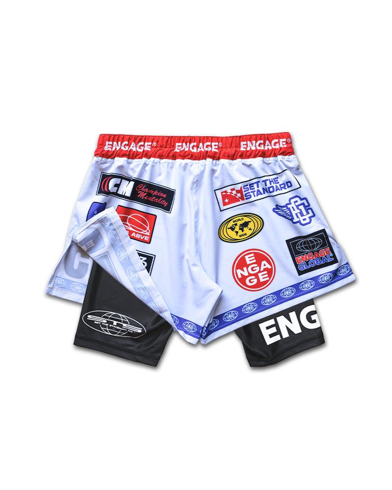 Engage Racer (White) 2-in-1 Hybrid Shorts