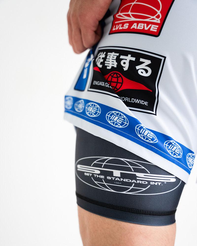 Engage Racer (White) 2-in-1 Hybrid Shorts