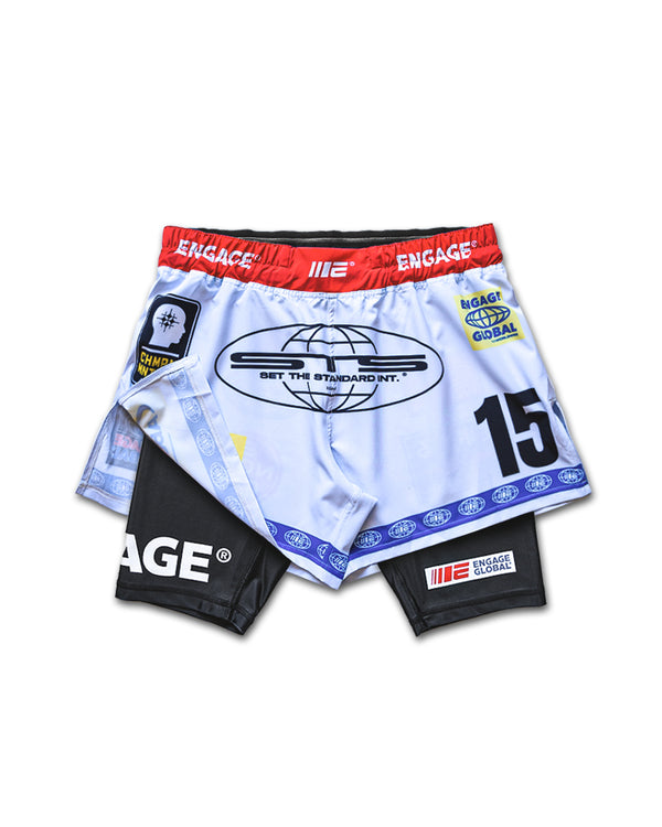 engage Racer (White) 2-in-1 Hybrid Shorts