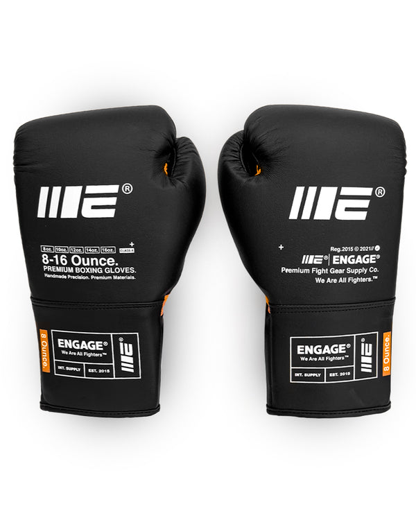 engage W.I.P Series Boxing Gloves - Black (Lace Up)