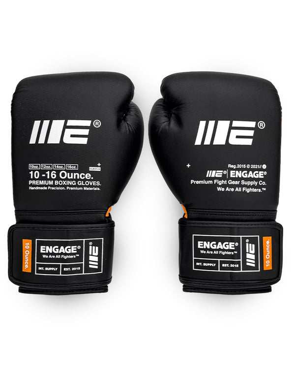 engage W.I.P Series Boxing Gloves - Black (Velcro)