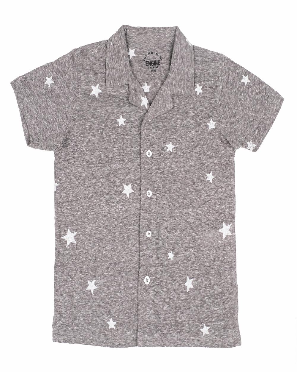 engine Boys Stars Printed Button Down VTT035-2YR-GRY
