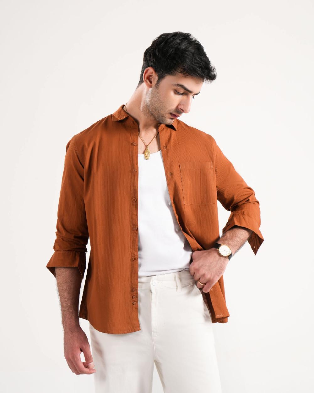 Engine Men Regular Fit Casual Shirt MC5047-00L-BRN