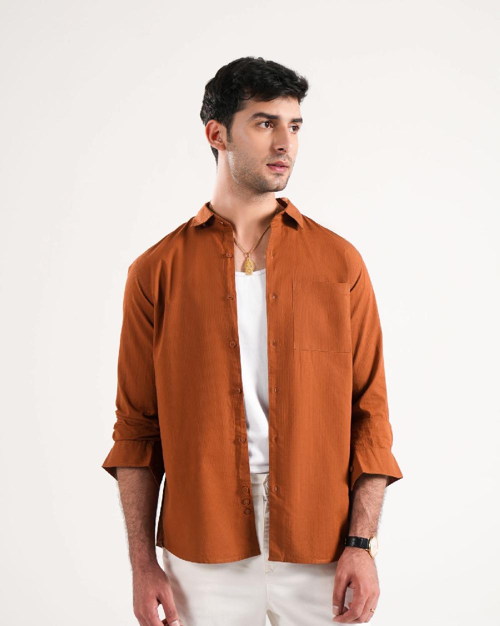 engine Men Regular Fit Casual Shirt MC5047-00L-BRN