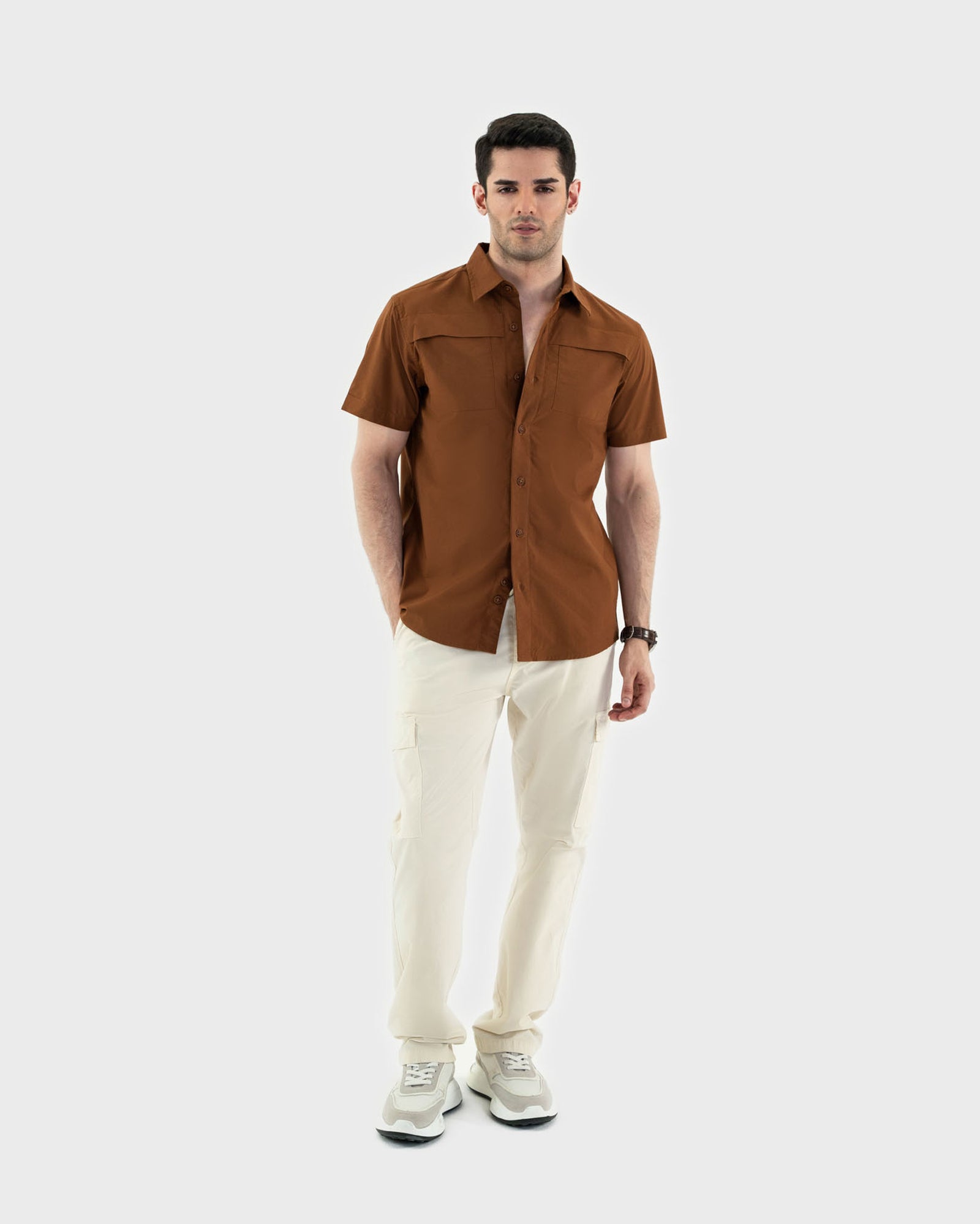 engine Men Regular Fit Casual Shirt MC5048-00S-BRN