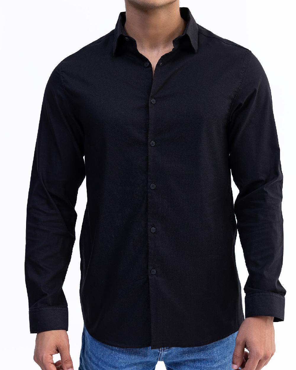engine Men Slim Fit Casual Shirt MC5008-00S-BLK