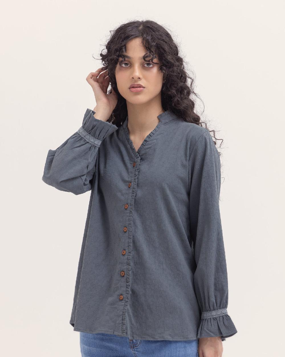 Engine Women Buttoned Top LO3115-00S-GRY