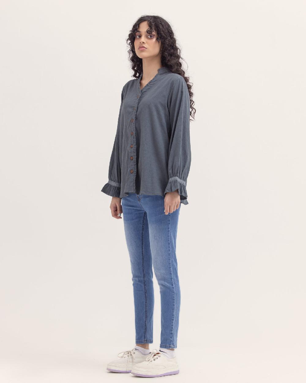 Engine Women Buttoned Top LO3115-00S-GRY