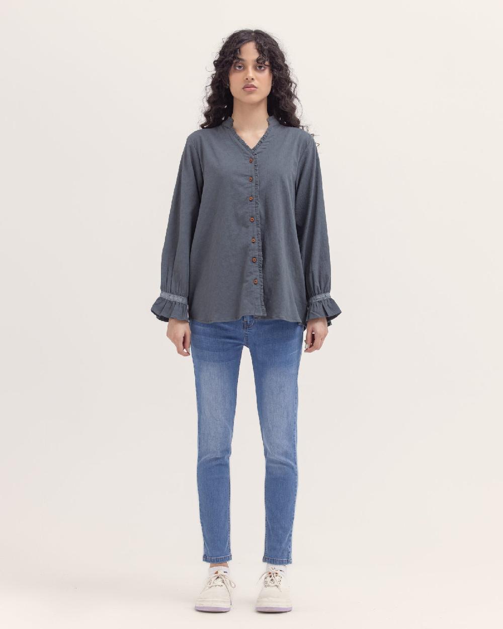 engine Women Buttoned Top LO3115-00S-GRY