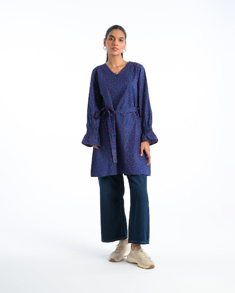 Engine Women Printed Mid-Length Top FLO139-00S-NVY