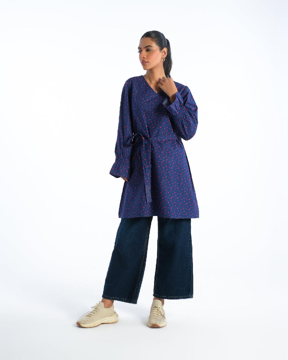 Engine Women Printed Mid-Length Top FLO139-00S-NVY