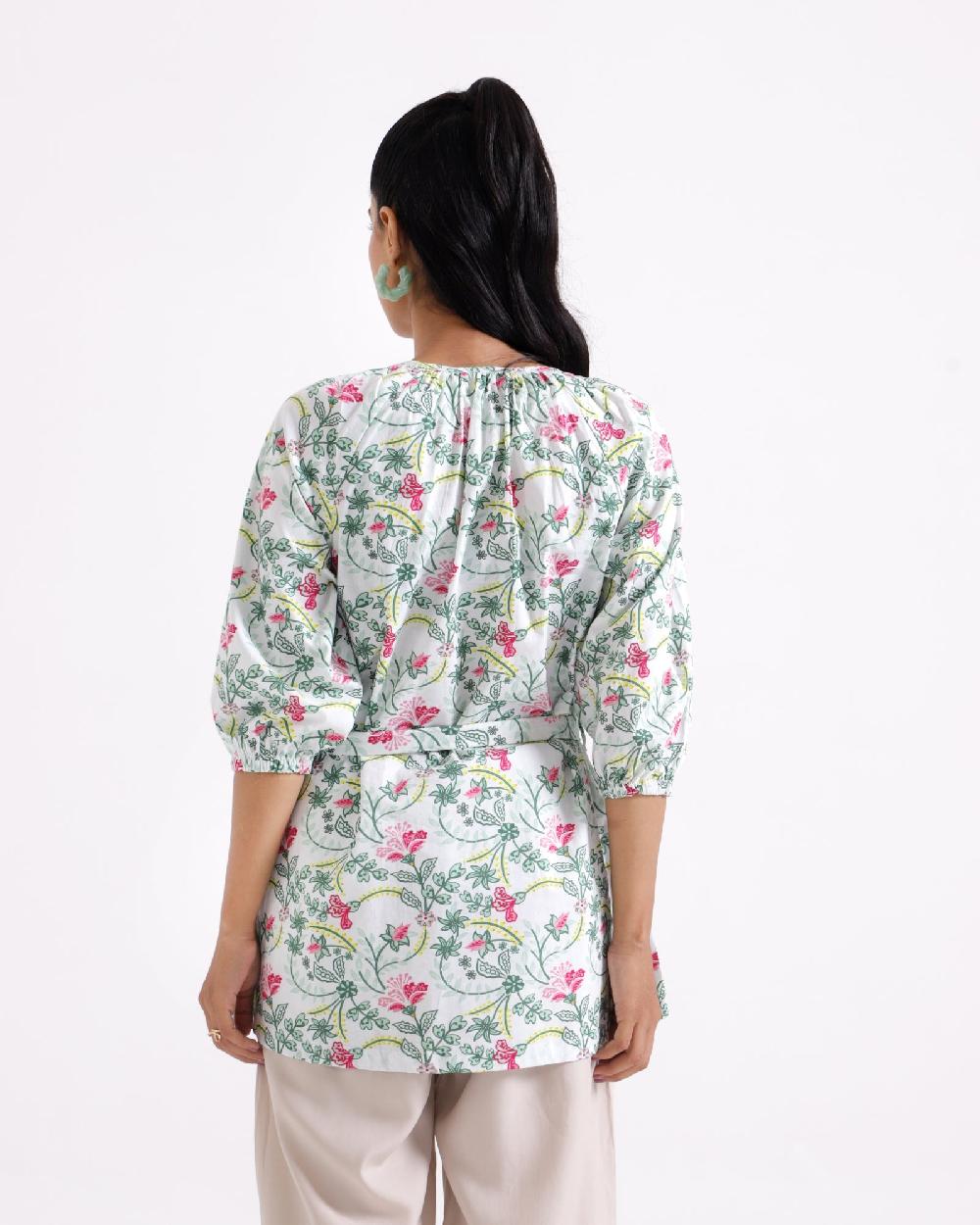 Engine Women Printed Mid-Length Top LO4092-00S-WHT