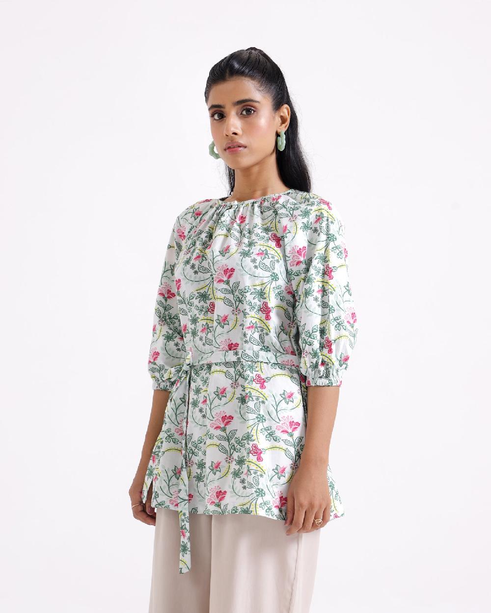 Engine Women Printed Mid-Length Top LO4092-00S-WHT