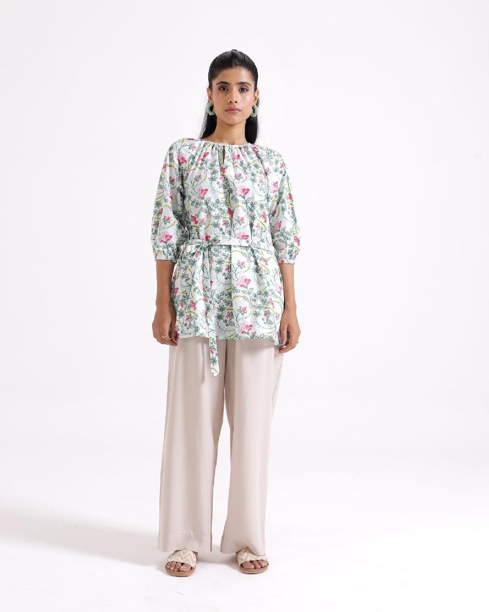 engine Women Printed Mid-Length Top LO4092-00S-WHT