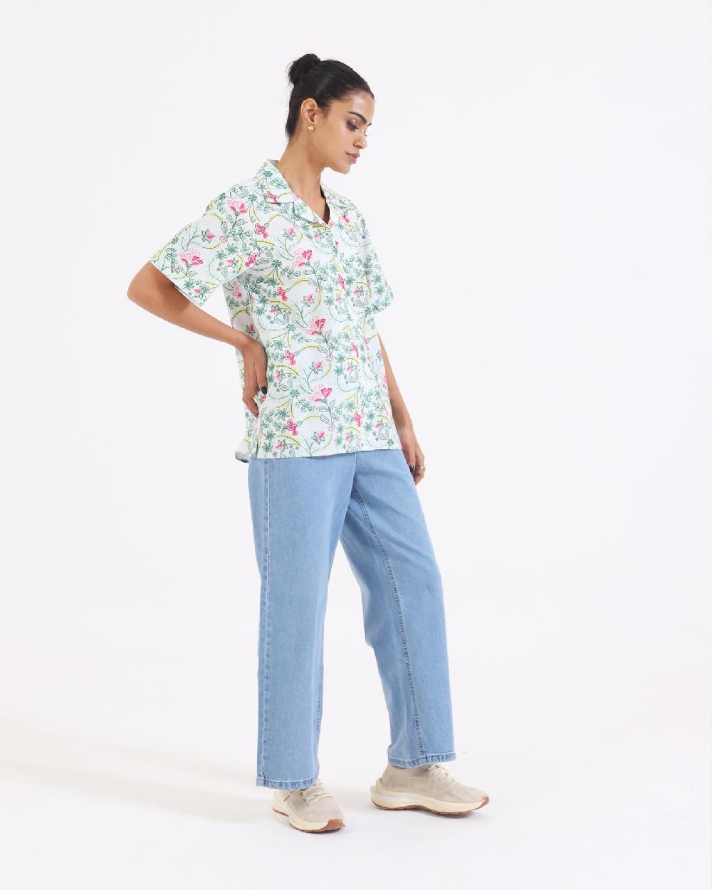 Engine Women Printed Top LO4094-00S-WHT