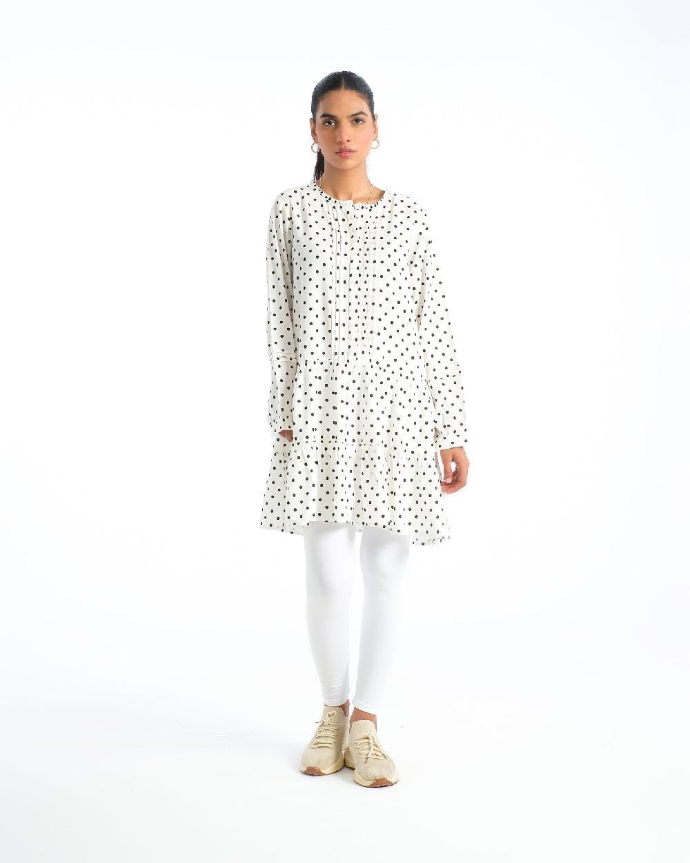 engine Women Polka Dots Mid-Length Top LO4066-00S-WHT