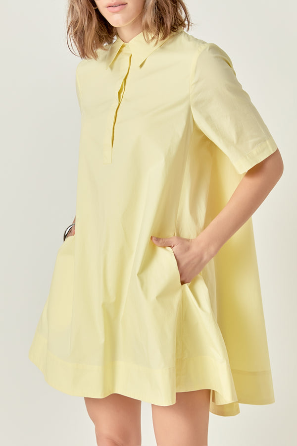 English Factory A-line Short Sleeve Shirt Dress BUTTER YELLOW