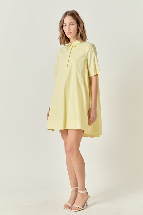 English Factory A-line Short Sleeve Shirt Dress BUTTER YELLOW