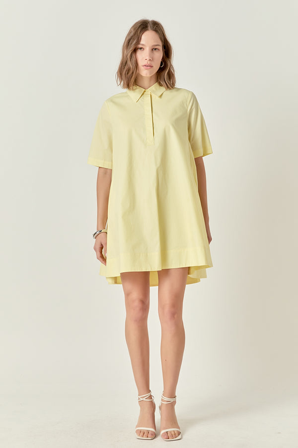 english factory A-line Short Sleeve Shirt Dress BUTTER YELLOW