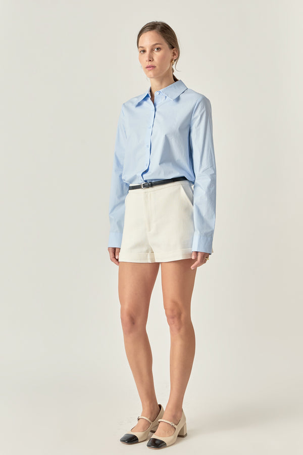 English Factory Accent Collar Poplin Dress Shirt FUCHSIA