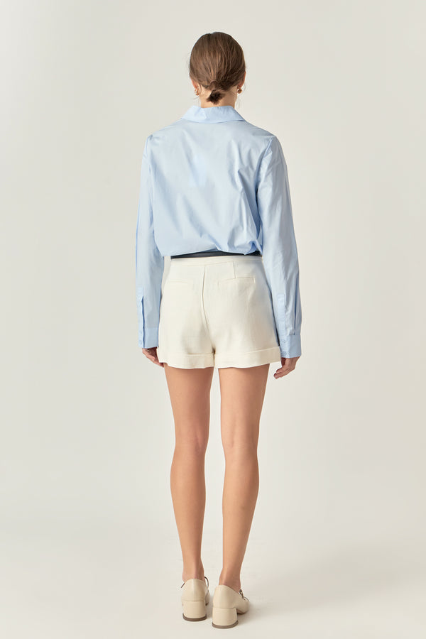 English Factory Accent Collar Poplin Dress Shirt FUCHSIA