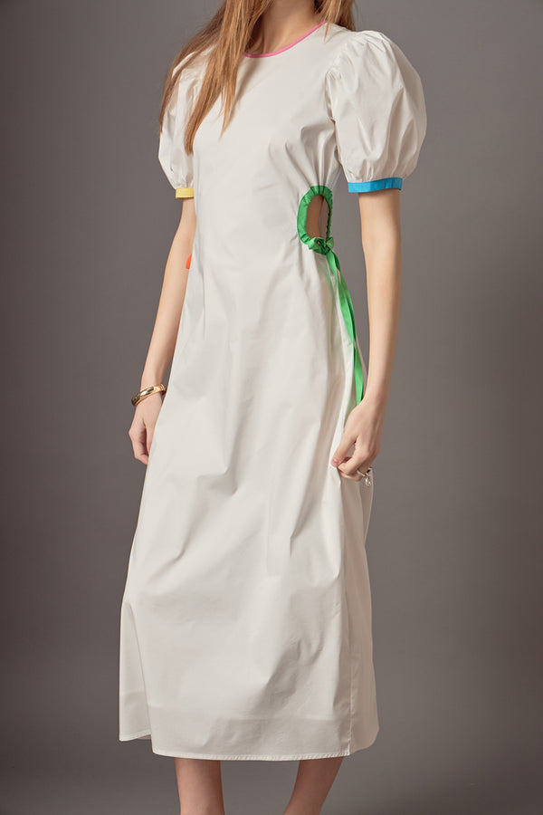 English Factory Anne Colorblock Midi Dress WHITE MULTI