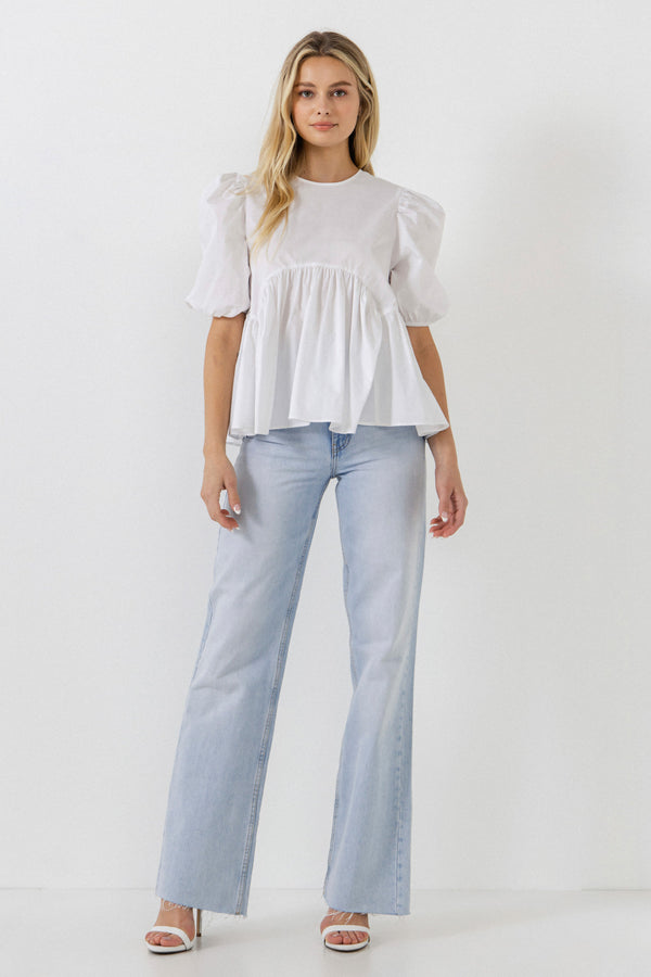 english factory Baby Doll Top with Back Spaghetti Tie WHITE