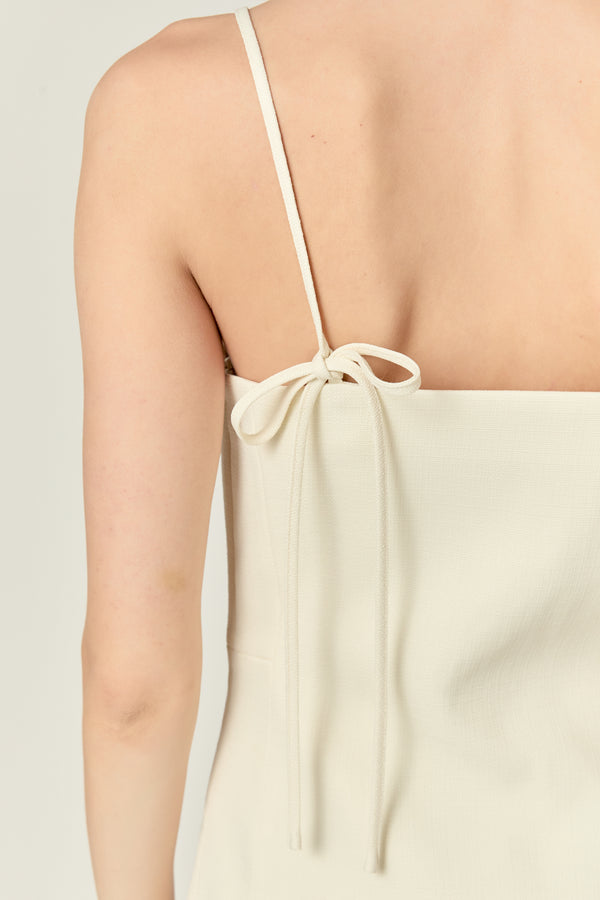 English Factory Back Bow Sleeveless Mini Dress CREAM