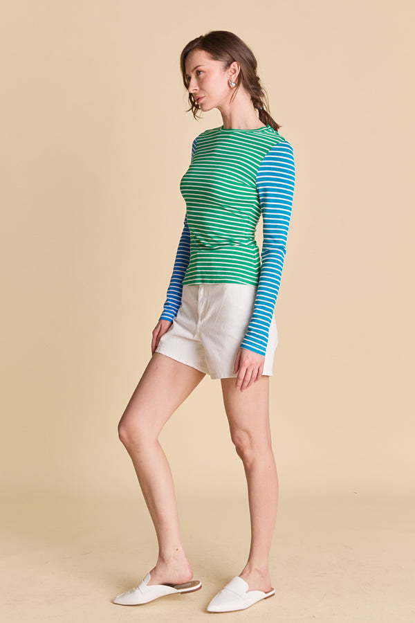 English Factory Bold Stripe Colorblock Tee GREEN MULTI