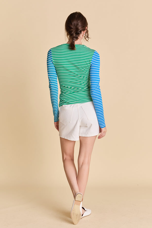 English Factory Bold Stripe Colorblock Tee GREEN MULTI