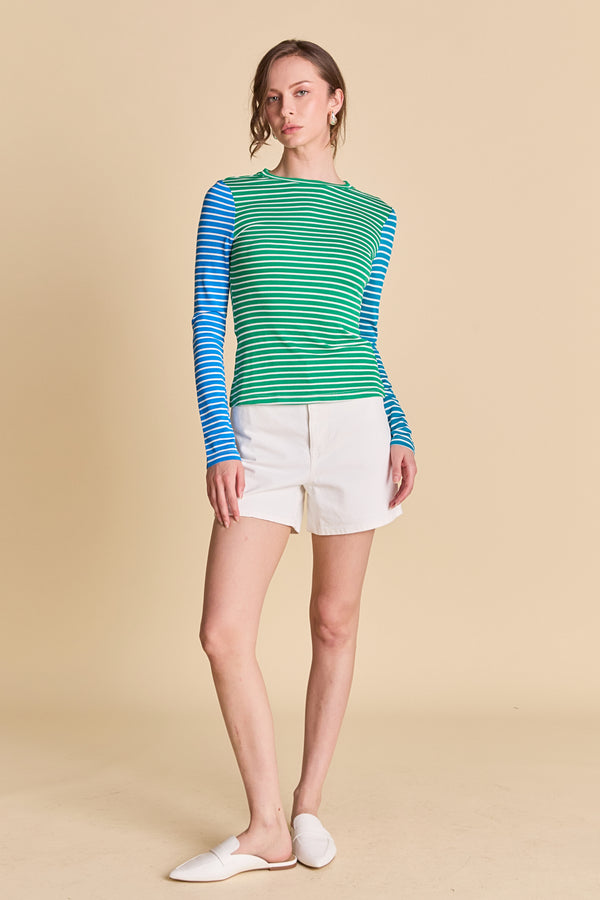 english factory Bold Stripe Colorblock Tee GREEN MULTI