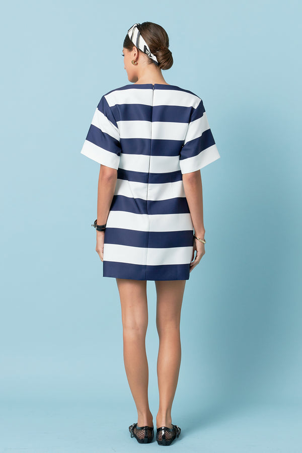 English Factory Bold Stripe Mini Dress OFF WHITE/NAVY