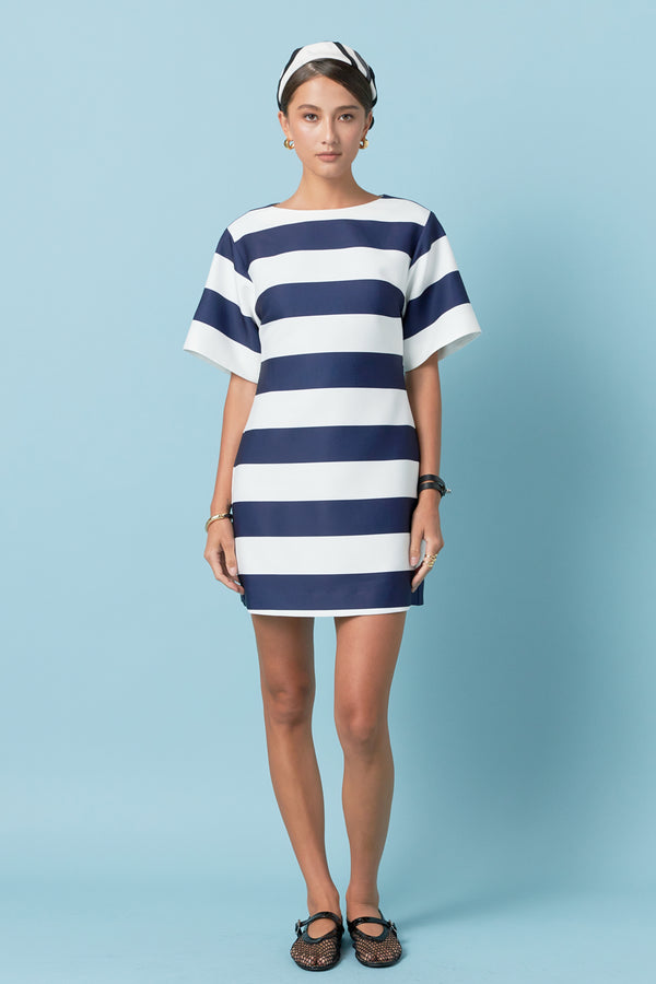 english factory Bold Stripe Mini Dress OFF WHITE/NAVY