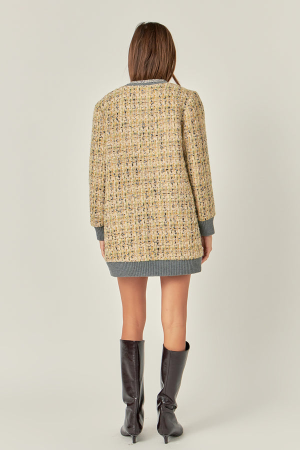 English Factory Boucle Coat With Trim BEIGE/DARK GREY