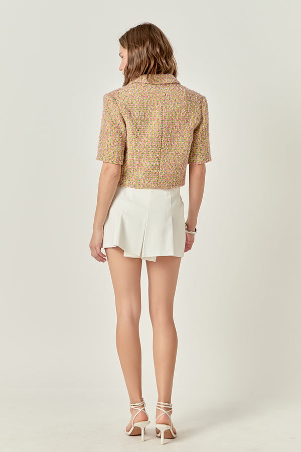 English Factory Boucle Cropped Jacket With Trim MULTI