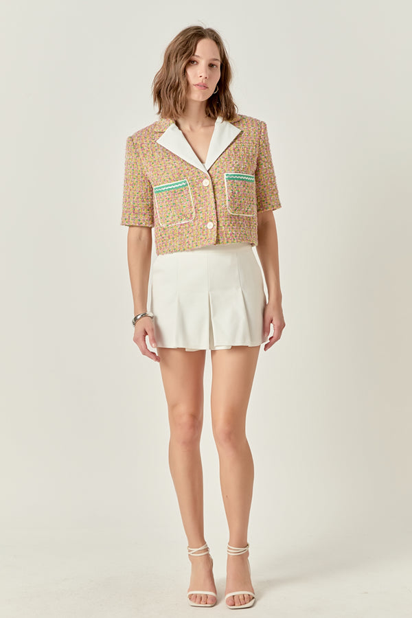 english factory Boucle Cropped Jacket With Trim MULTI