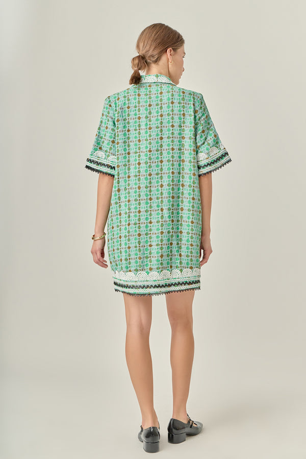 English Factory Boucle Mini Shirt Dress With Ric Rac Trim MINT