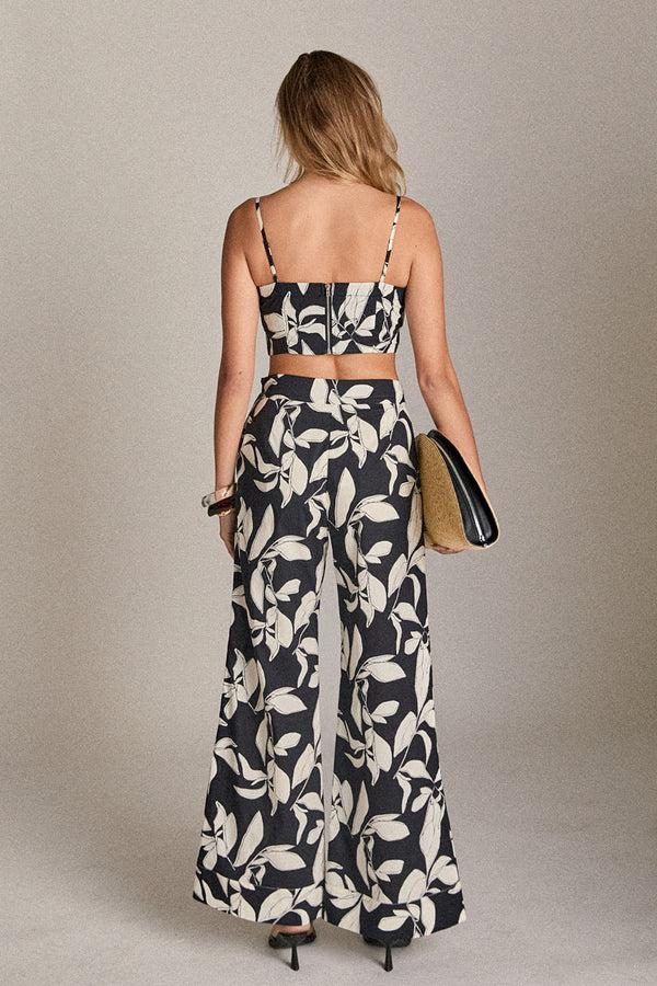 English Factory Bow Detail Printed Crop Top BLACK/WHITE