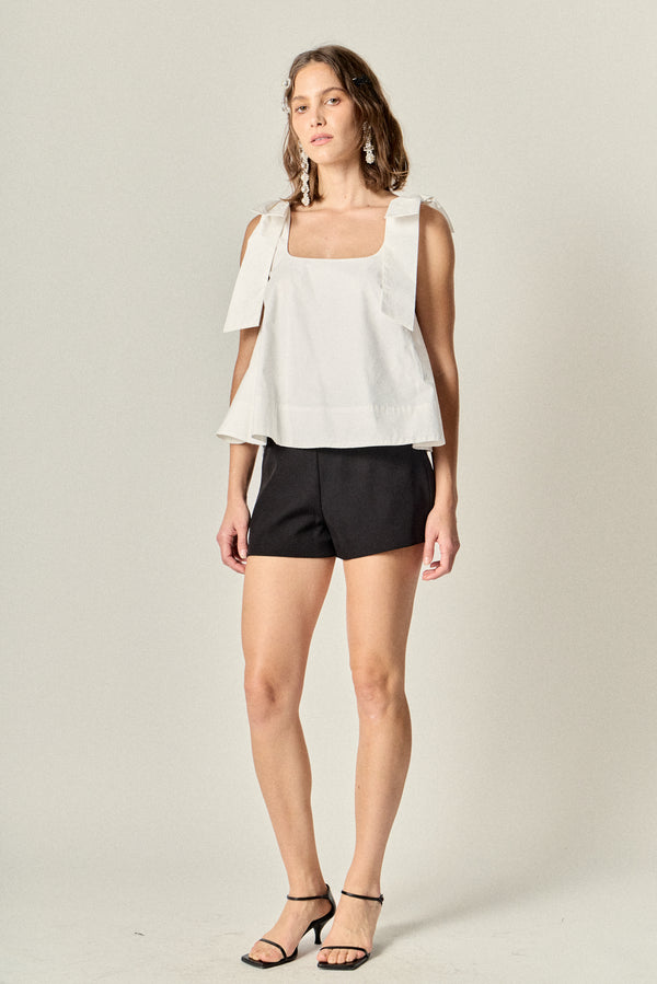 English Factory Bow Shoulder Sleeveless Top OFF WHITE