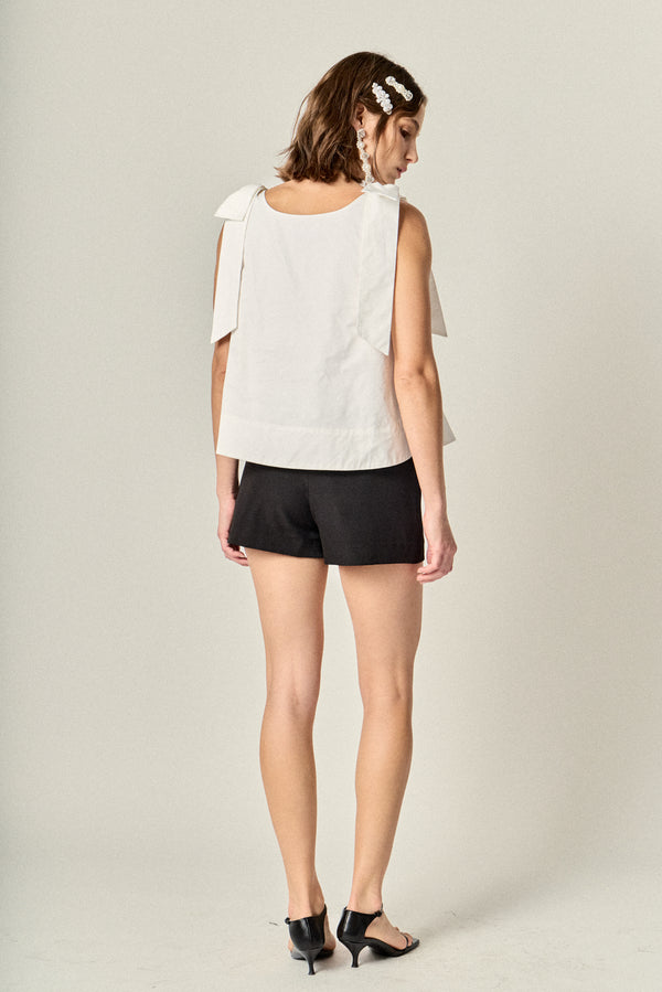 English Factory Bow Shoulder Sleeveless Top OFF WHITE