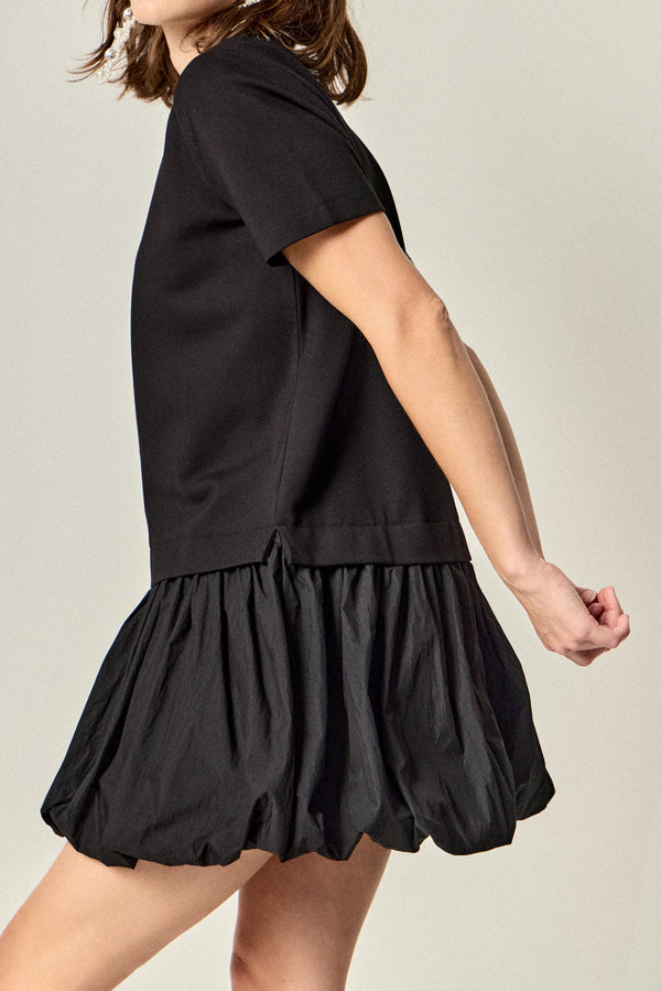 English Factory Bubble Mixed Media Mini Dress BLACK