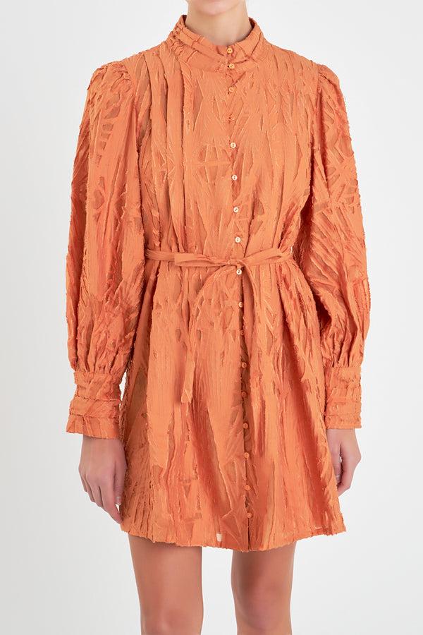 English Factory Burnout Organza Mini Tie Dress ORANGE
