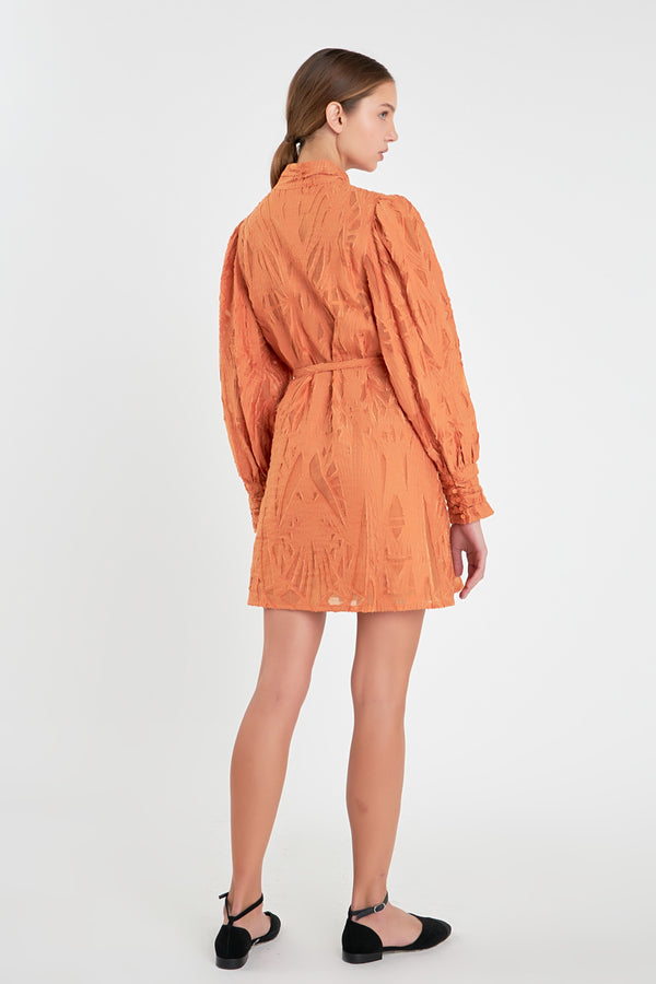 English Factory Burnout Organza Mini Tie Dress ORANGE