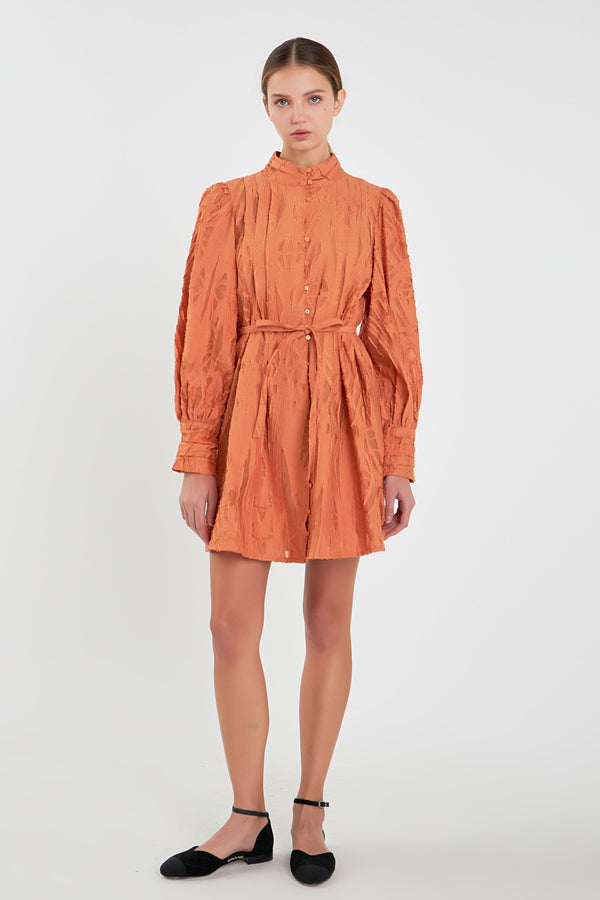 english factory Burnout Organza Mini Tie Dress ORANGE