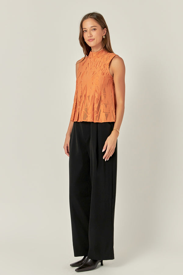 English Factory Burnout Pleated Sleeveless Top ORANGE
