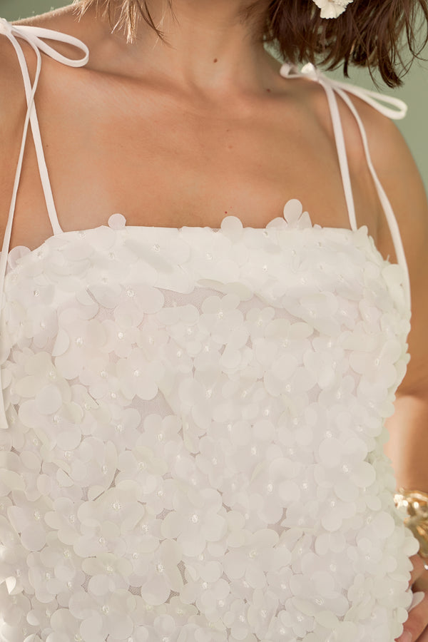 English Factory Charlotte Flower Sleeveless Mini Dress OFF WHITE