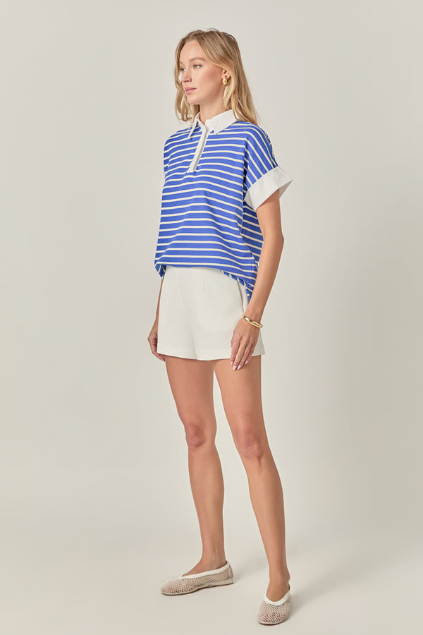 English Factory Classic Striped Polo Sweatshirt BLUE/ WHITE