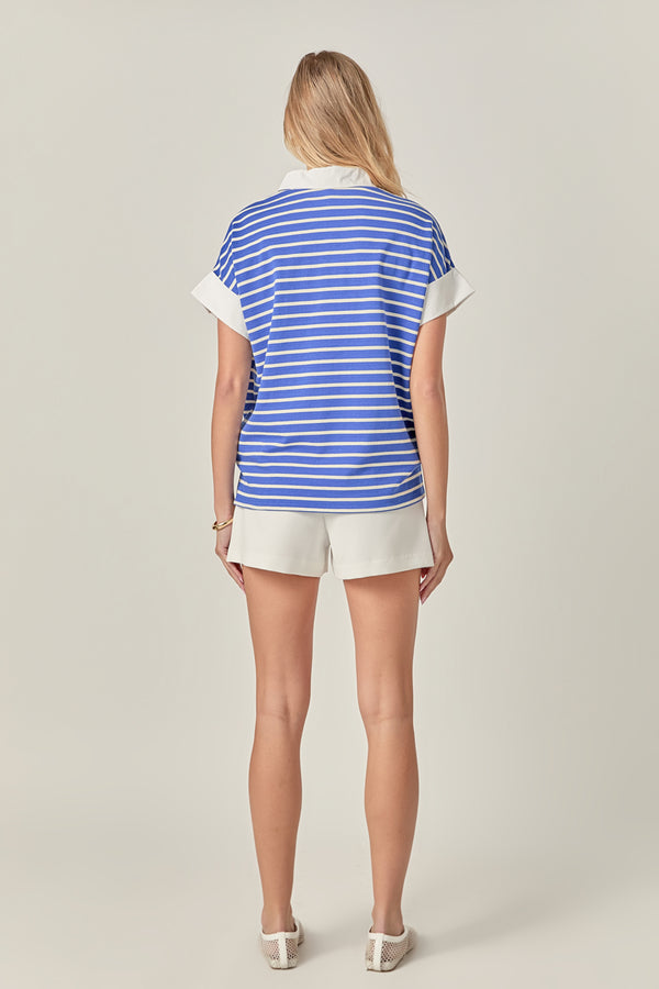 English Factory Classic Striped Polo Sweatshirt BLUE/ WHITE