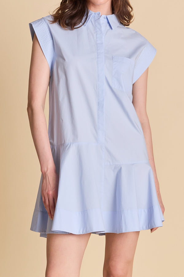English Factory Collar Flare Skirt Dress POWDER BLUE