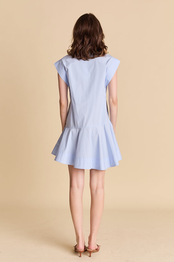 English Factory Collar Flare Skirt Dress POWDER BLUE